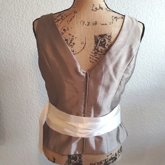 W Too Watters & Watters Bronze Two-Piece Cream Ribbon Sash Formal Skirt Set 12 - Picture 4 of 13